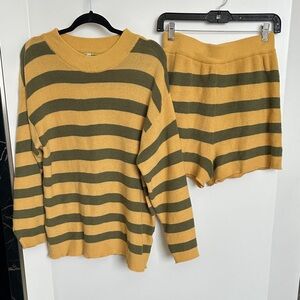 Amazon Essentials Yellow and Green Striped Sweater